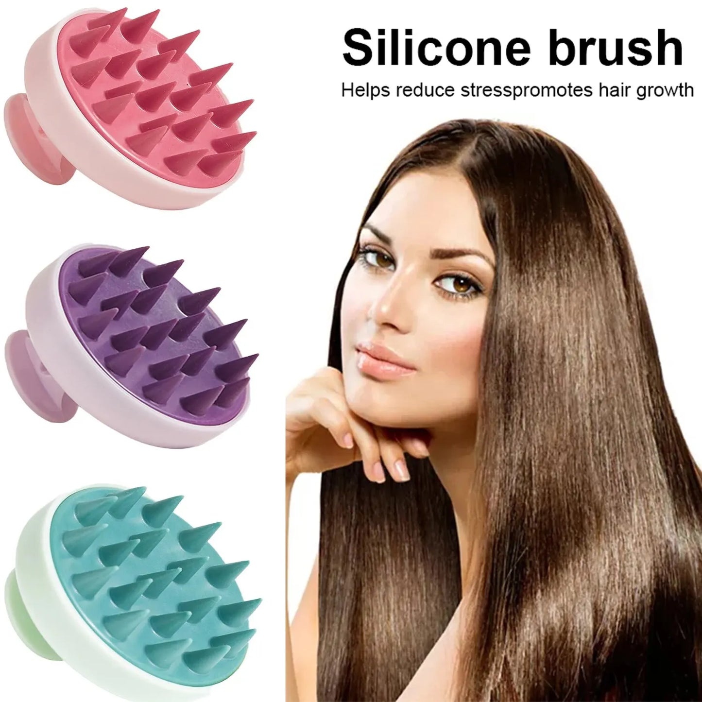 Silicone Shampoo Brush Head Scalp Massage Comb Hair Washing Comb